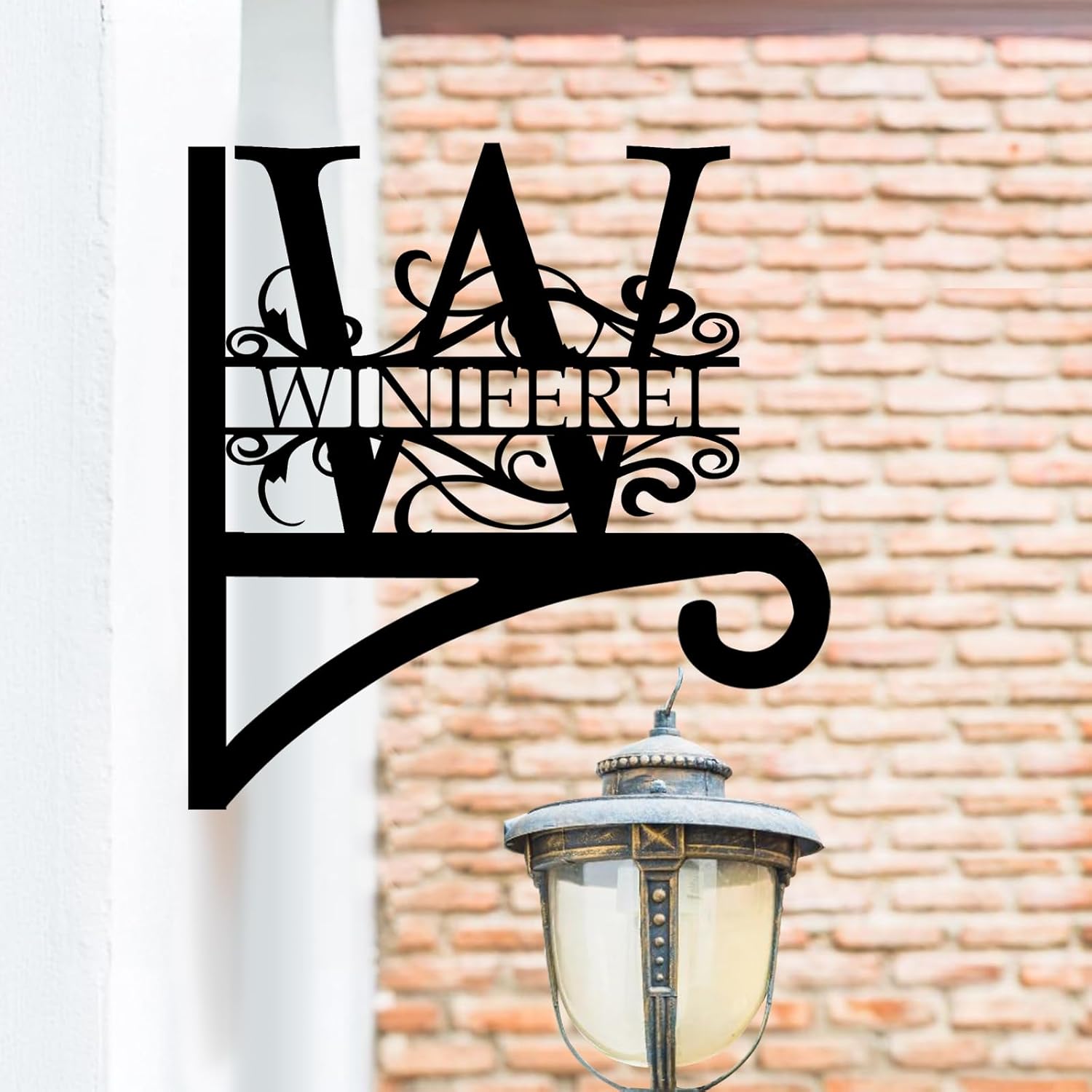 Custom Last Name Metal Plant Hanger Indoor & Outdoor, Personalized Letter Monogram Metal Hanging Plant Bracket-MetalsignX