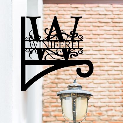 Custom Last Name Metal Plant Hanger Indoor & Outdoor, Personalized Letter Monogram Metal Hanging Plant Bracket-MetalsignX