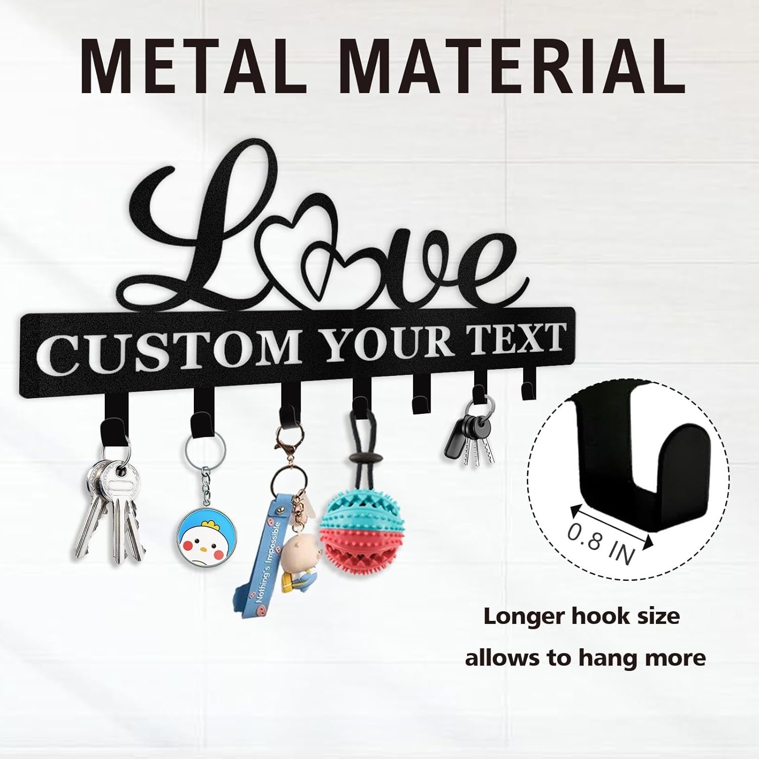 Personalized Key Holder for Wall, Key Holder Wall Mount with Love Design-MetalsignX