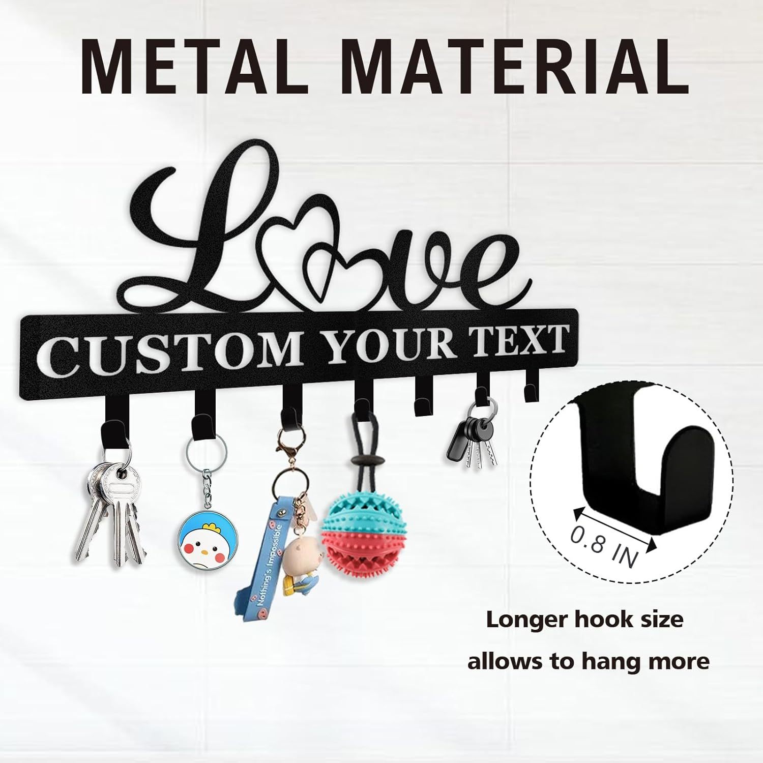 Personalized Key Holder for Wall, Key Holder Wall Mount with Love Design-MetalsignX