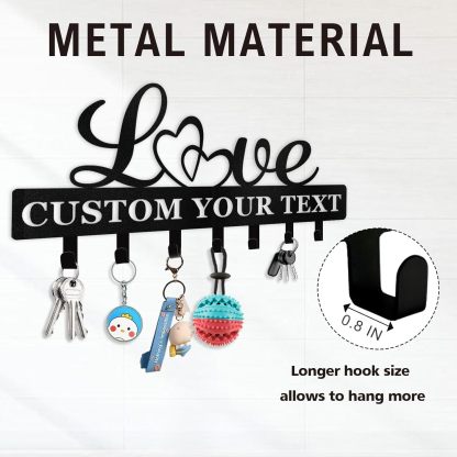 Personalized Key Holder for Wall, Key Holder Wall Mount with Love Design-MetalsignX