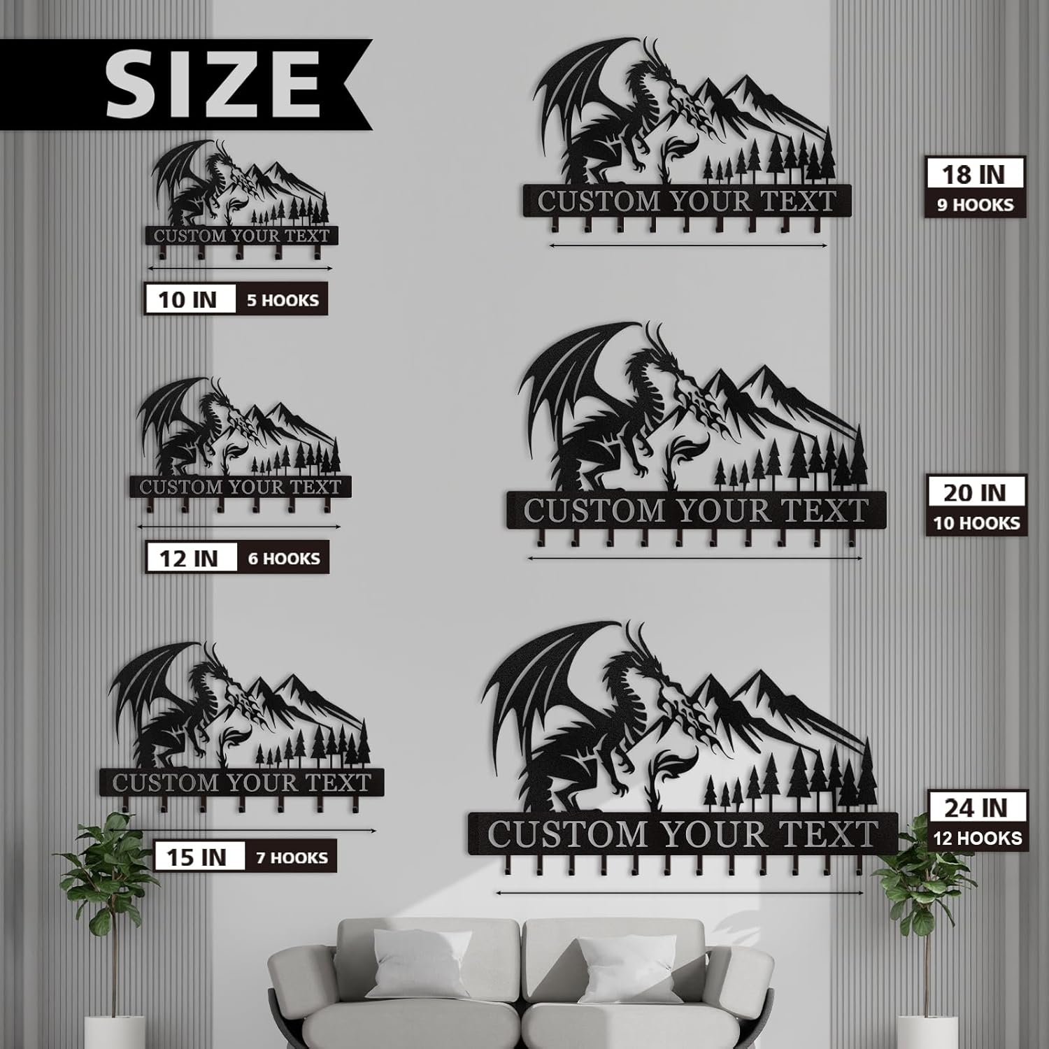 Personalized Key Holder Wall Mounted, Custom Dragon Design Key Holder for Wall-MetalsignX