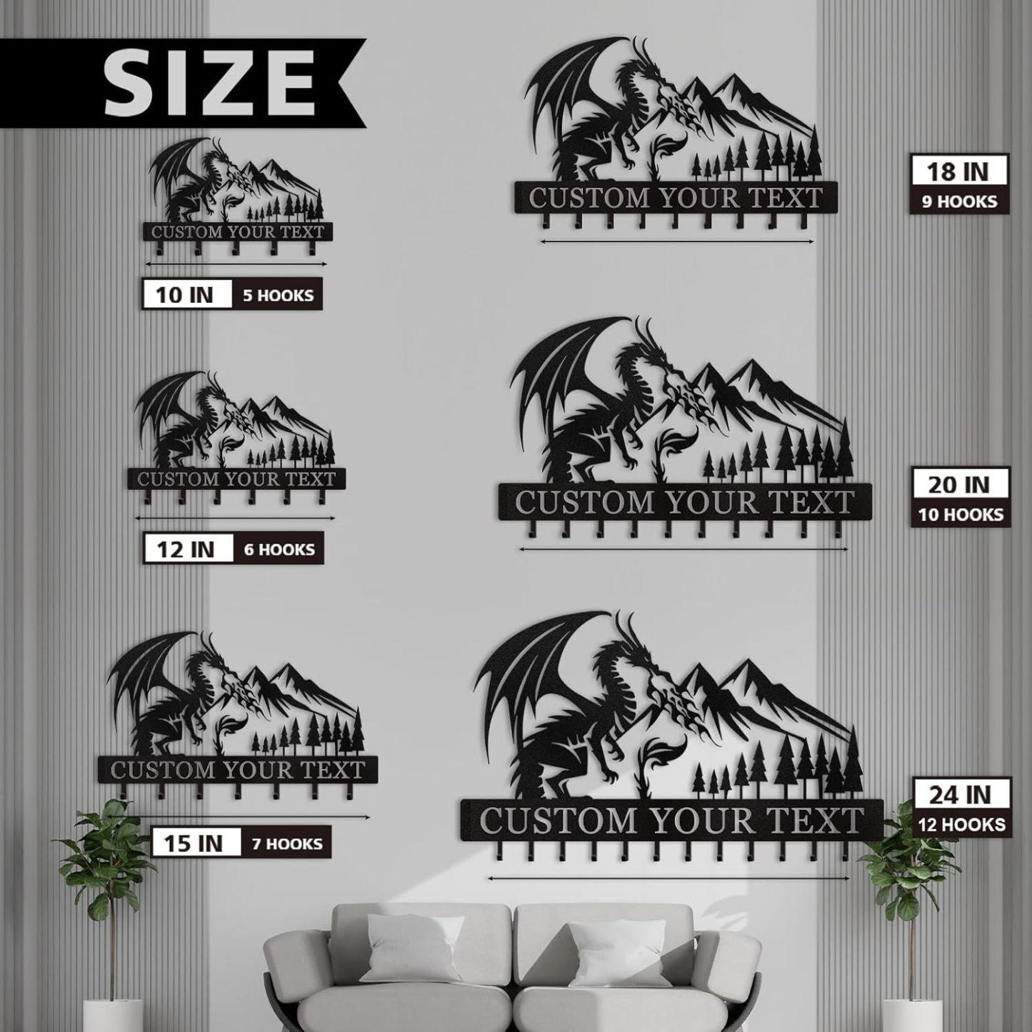 Personalized Key Holder Wall Mounted, Custom Dragon Design Key Holder for Wall-MetalsignX