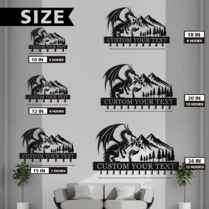Personalized Key Holder Wall Mounted, Custom Dragon Design Key Holder for Wall-MetalsignX