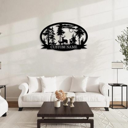 Custom Deer Metal Cabin Sign, Personalized Camping Decor, Perfect Deer Hunter Gift-MetalsignX