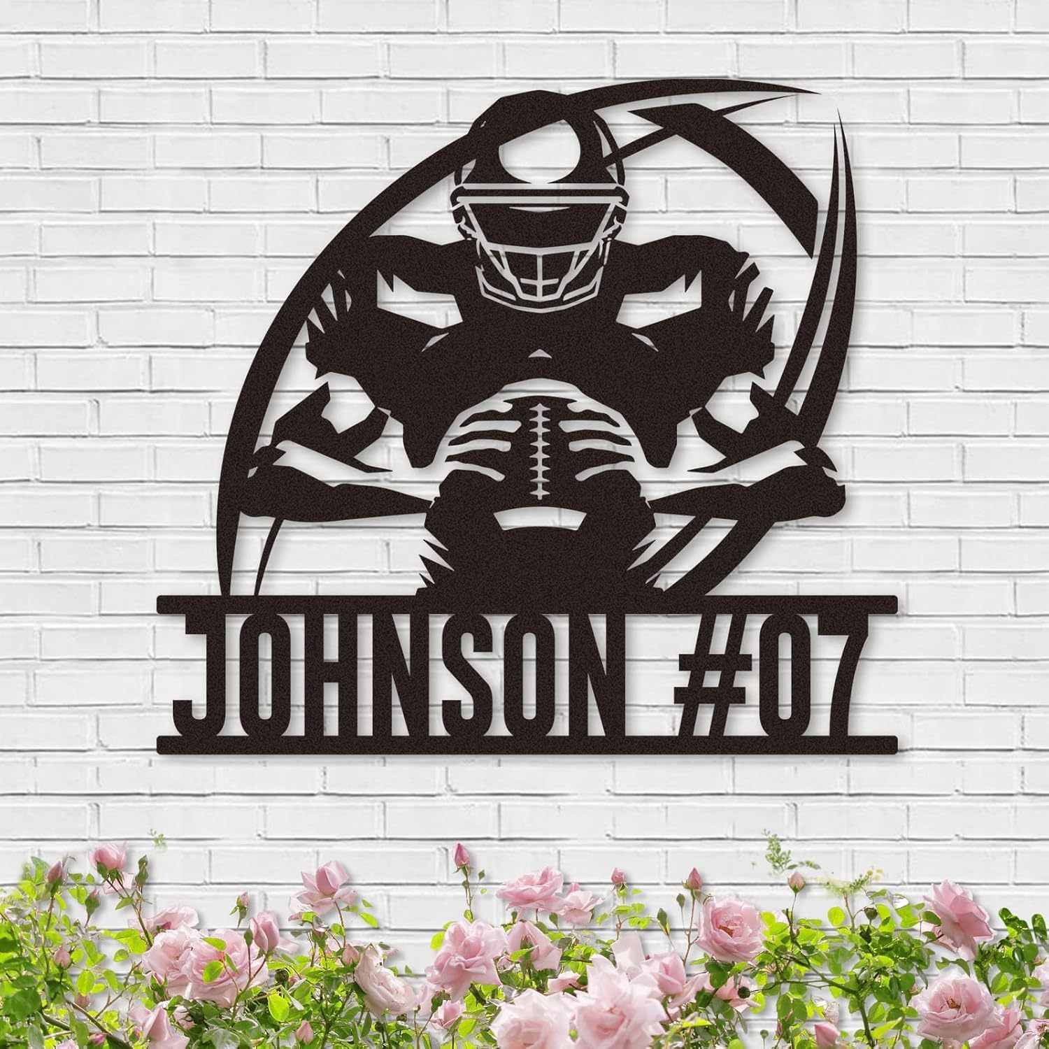 Custom Football Sign Metal Wall Art, American Football Player Hanging Sign Outdoor Metal-MetalsignX