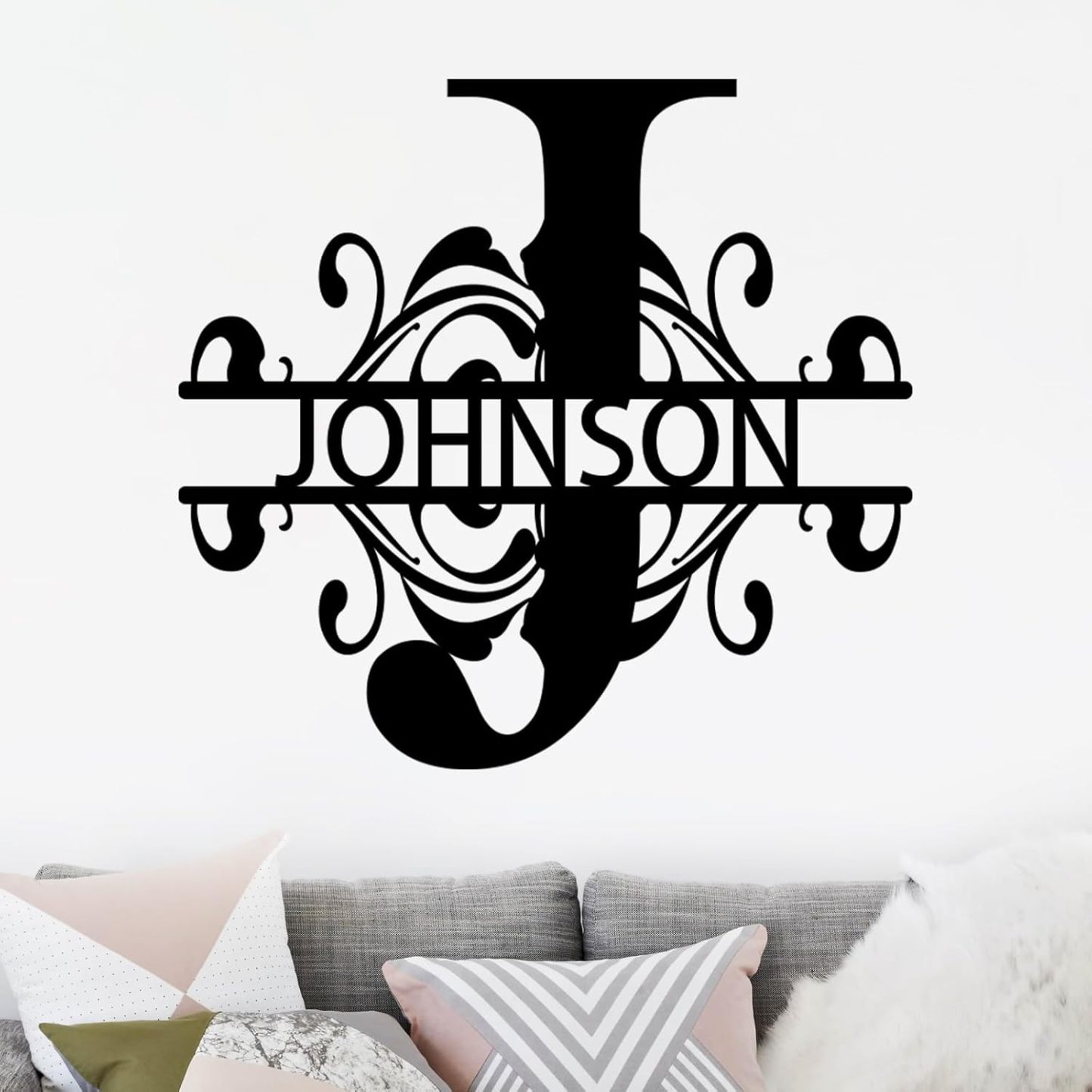 Metal Name Sign, Split Letter Monogram,  Couple/Housewarming/Wedding Gift-MetalsignX