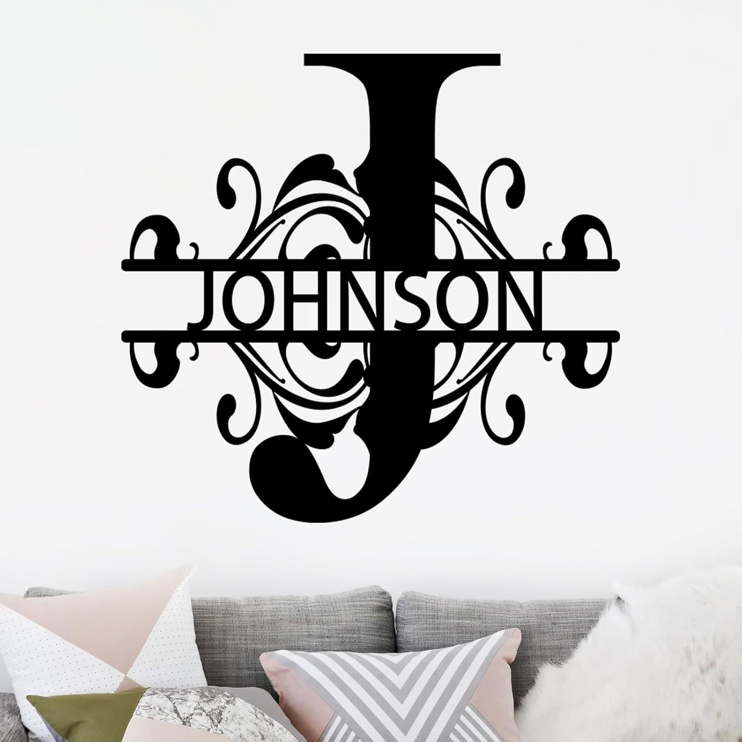Metal Name Sign, Split Letter Monogram,  Couple/Housewarming/Wedding Gift-MetalsignX