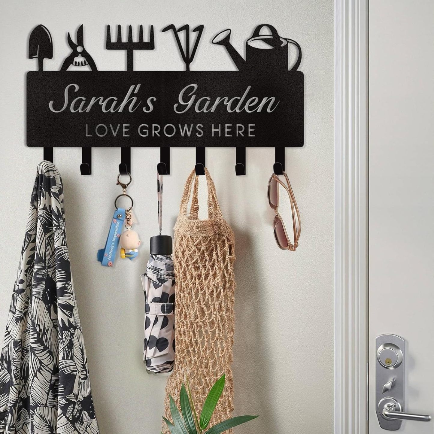 Personalized Key Holder for Wall, Custom Metal Deer Cabin Key Hooks with Name-MetalsignX