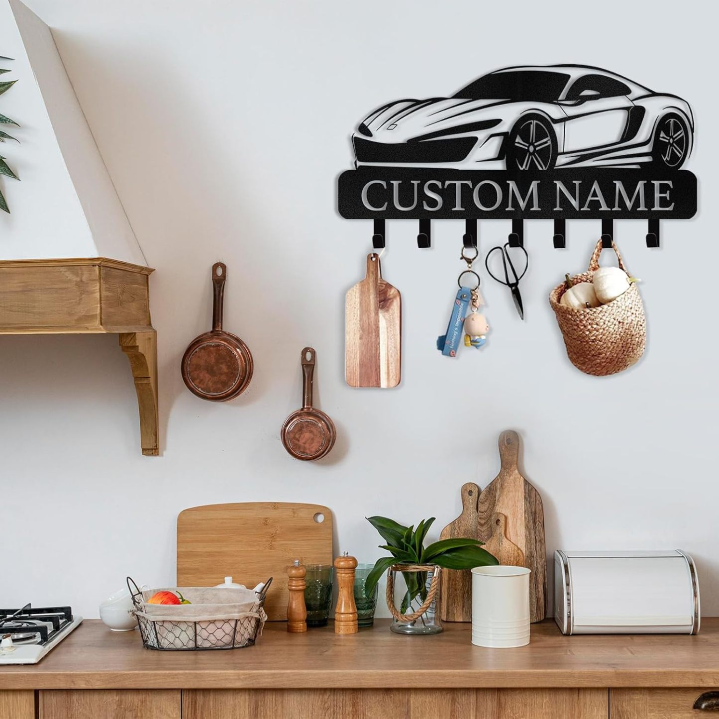 Personalized Car Design Key Hanger, Custom Key Rack Wall Mount with Hooks-MetalsignX