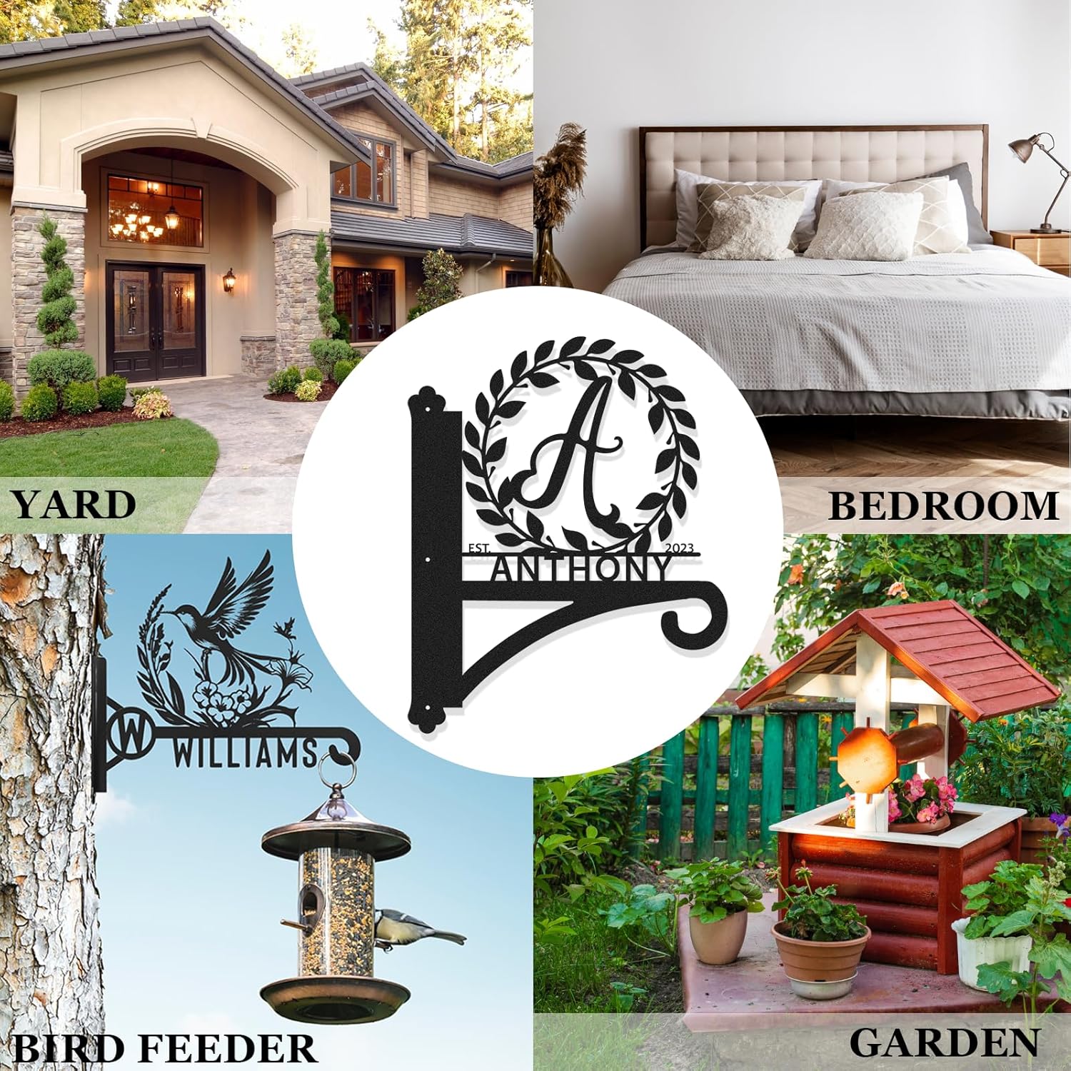 Custom Name Metal Plant Hangers from Wall Indoor and Outdoor, Personalized Wall Mounted Hanging Plant Hooks-MetalsignX