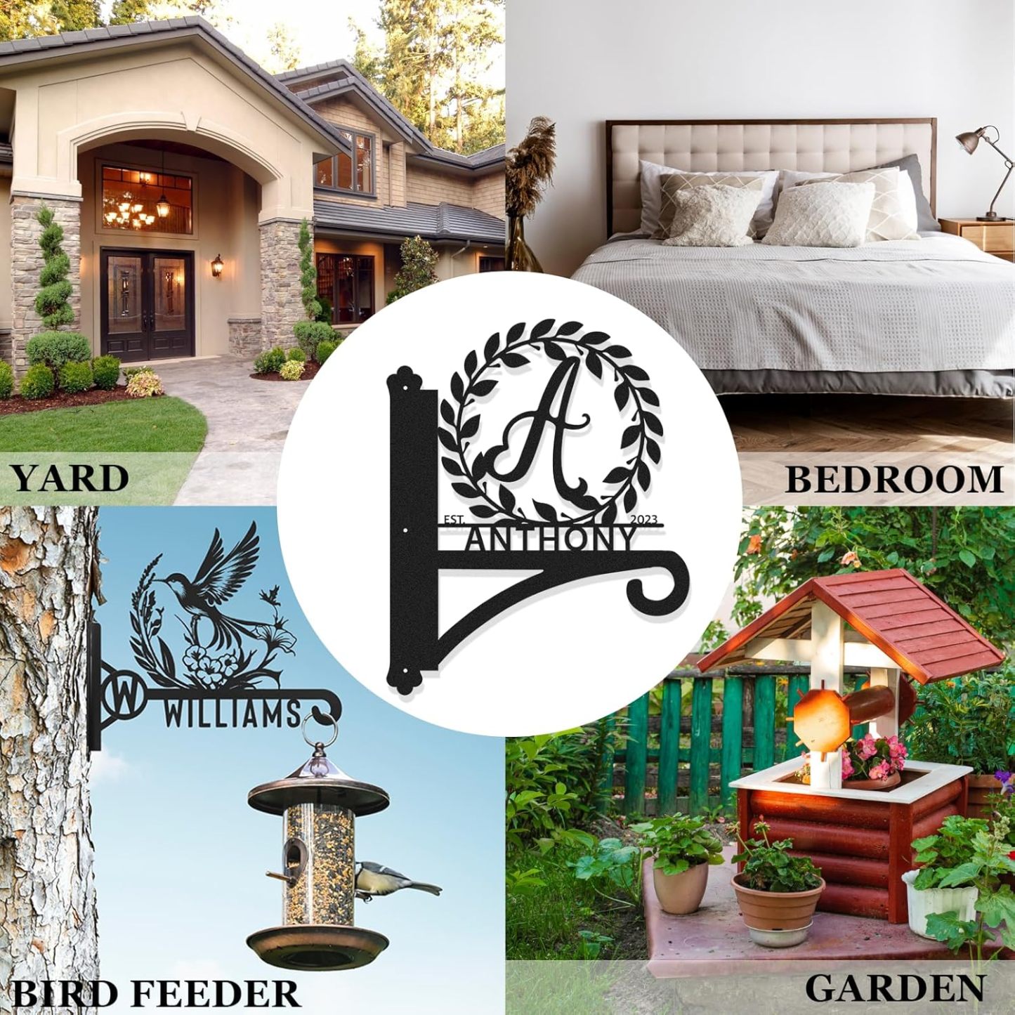 Custom Name Metal Plant Hangers from Wall Indoor and Outdoor, Personalized Wall Mounted Hanging Plant Hooks-MetalsignX