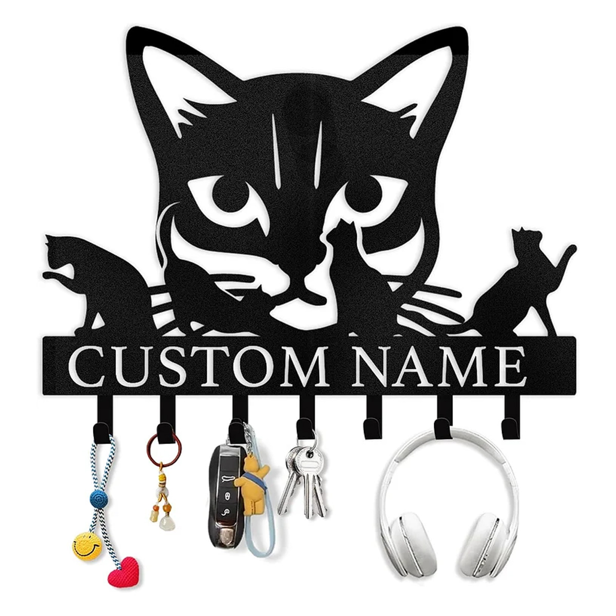 Custom Name Metal Key Holder Wall Mount, Organizer Rack for Home Entryway-MetalsignX