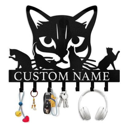 Custom Name Metal Key Holder Wall Mount, Organizer Rack for Home Entryway-MetalsignX