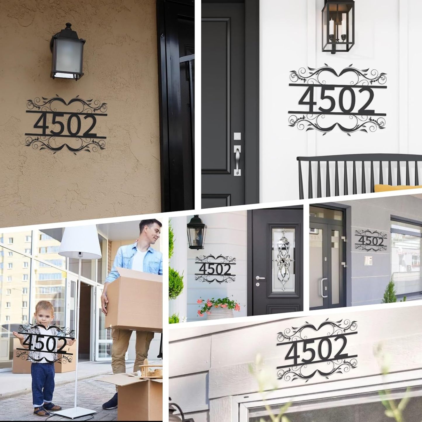 Personalized House Number Metal Sign, Metal Address Sign, House Warming Gift, Front Door Sign, Wedding Date Sign-MetalsignX