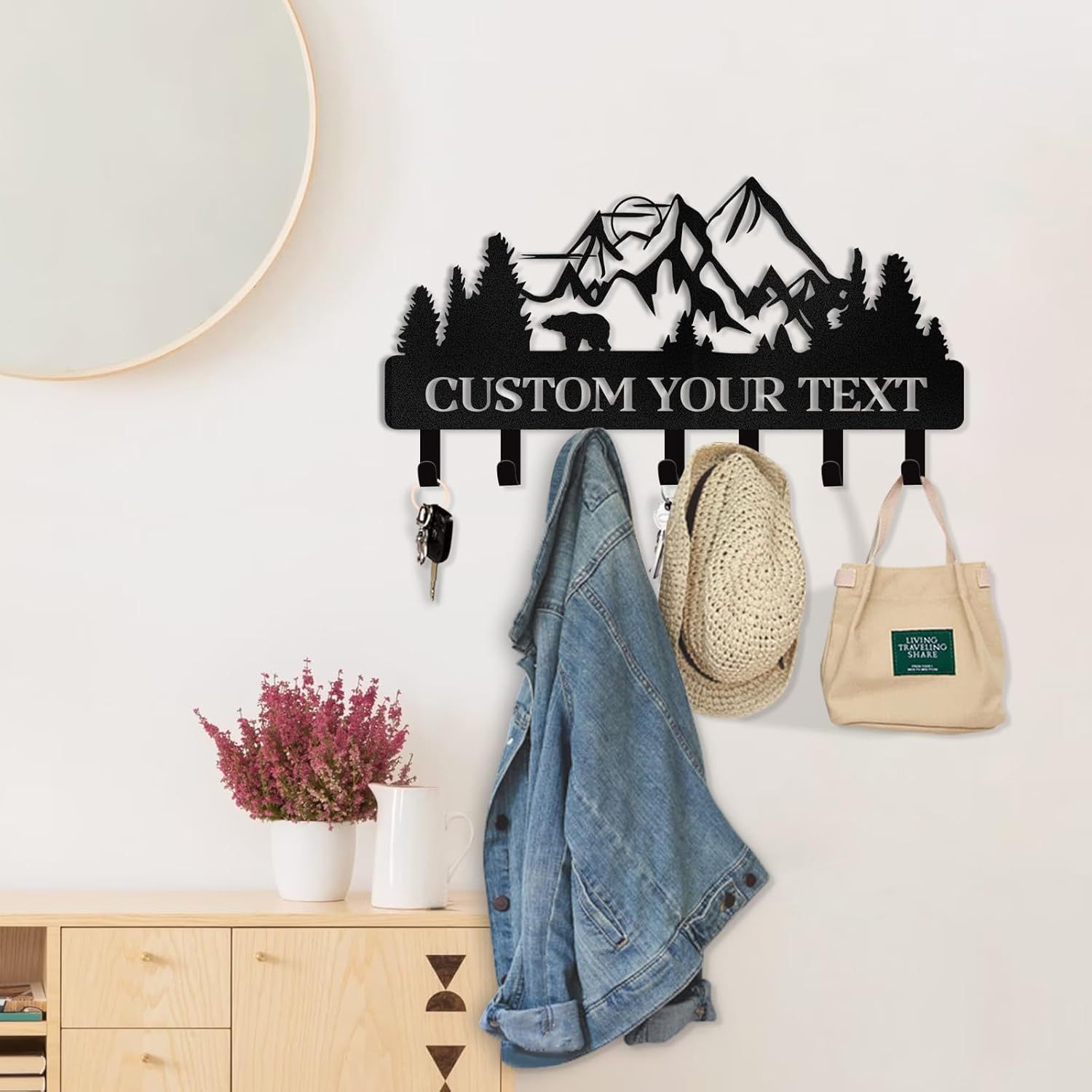 Personalized Key Holder for Wall, Custom Family Name Key Rack Holder-MetalsignX