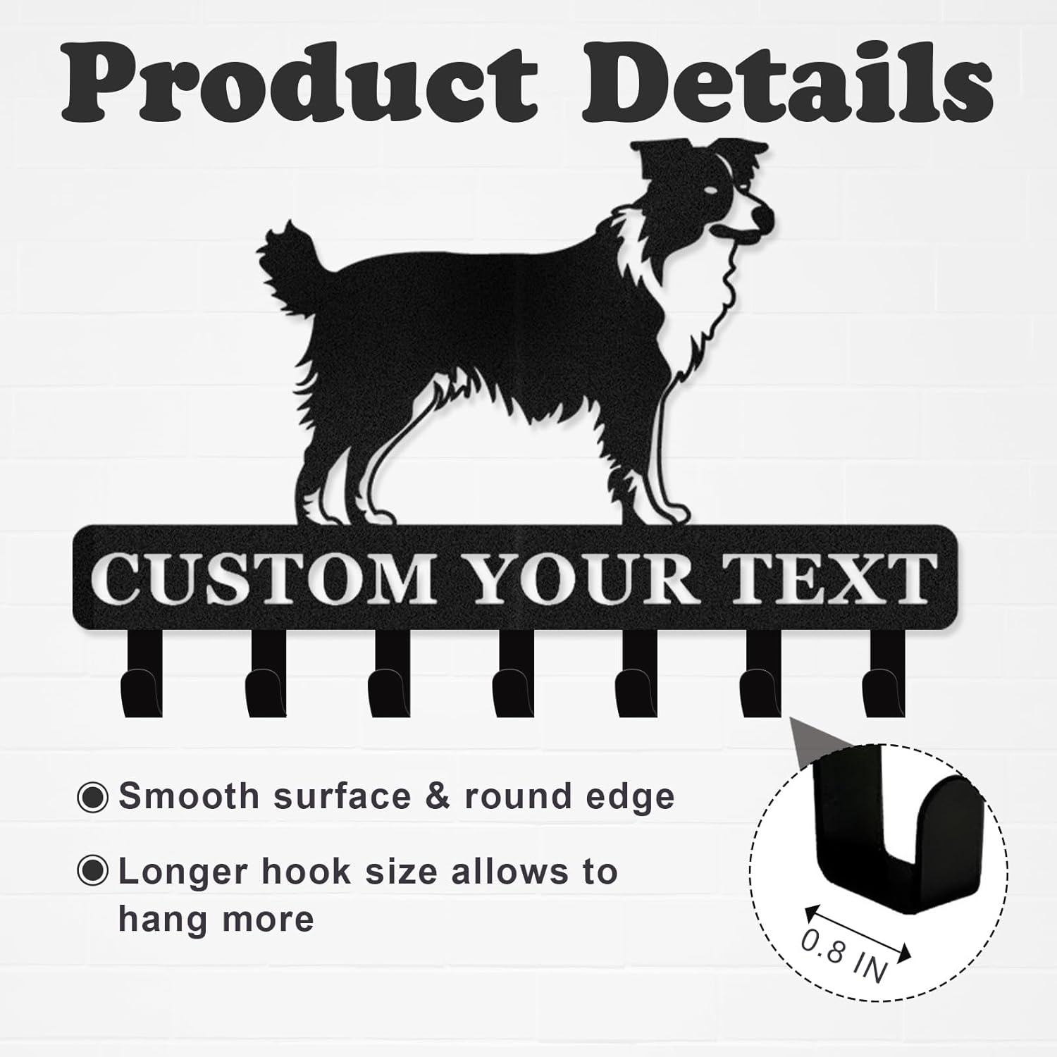 Personalized Dog Leash Holder for Wall, Custom Name Dog Hooks for Wall-MetalsignX