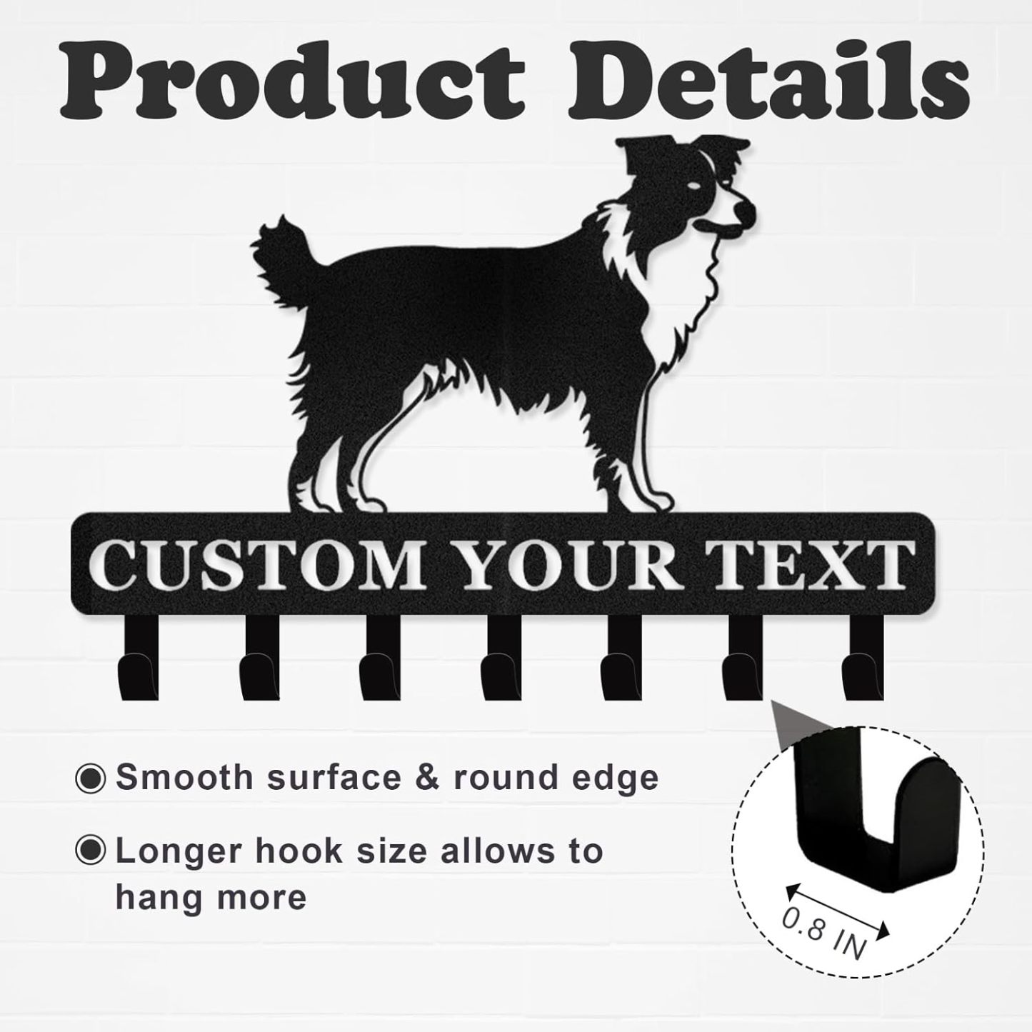 Personalized Dog Leash Holder for Wall, Custom Name Dog Hooks for Wall-MetalsignX