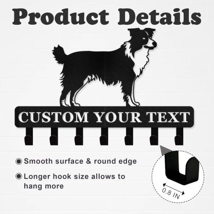 Personalized Dog Leash Holder for Wall, Custom Name Dog Hooks for Wall-MetalsignX