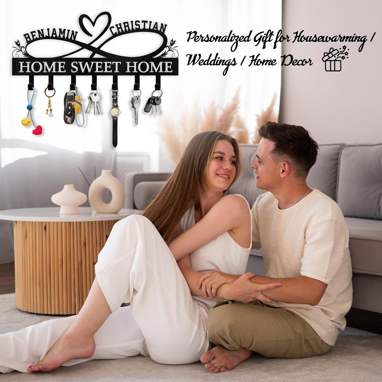 Custom Name Metal Key Holder Wall Mount, Organizer Rack for Home Entryway-MetalsignX