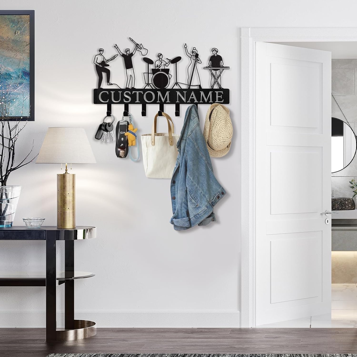 Custom Name Metal Key Holder Wall Mount, Organizer Rack for Home Entryway-MetalsignX