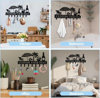 Personalized Key Holder for Wall, Beach Theme Key Holder Wall Mounted-MetalsignX