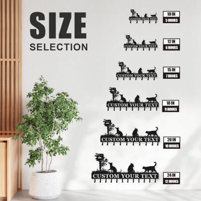 Personalized Metal Key Holder for Wall, Cat Key Holder Wall Mount-MetalsignX