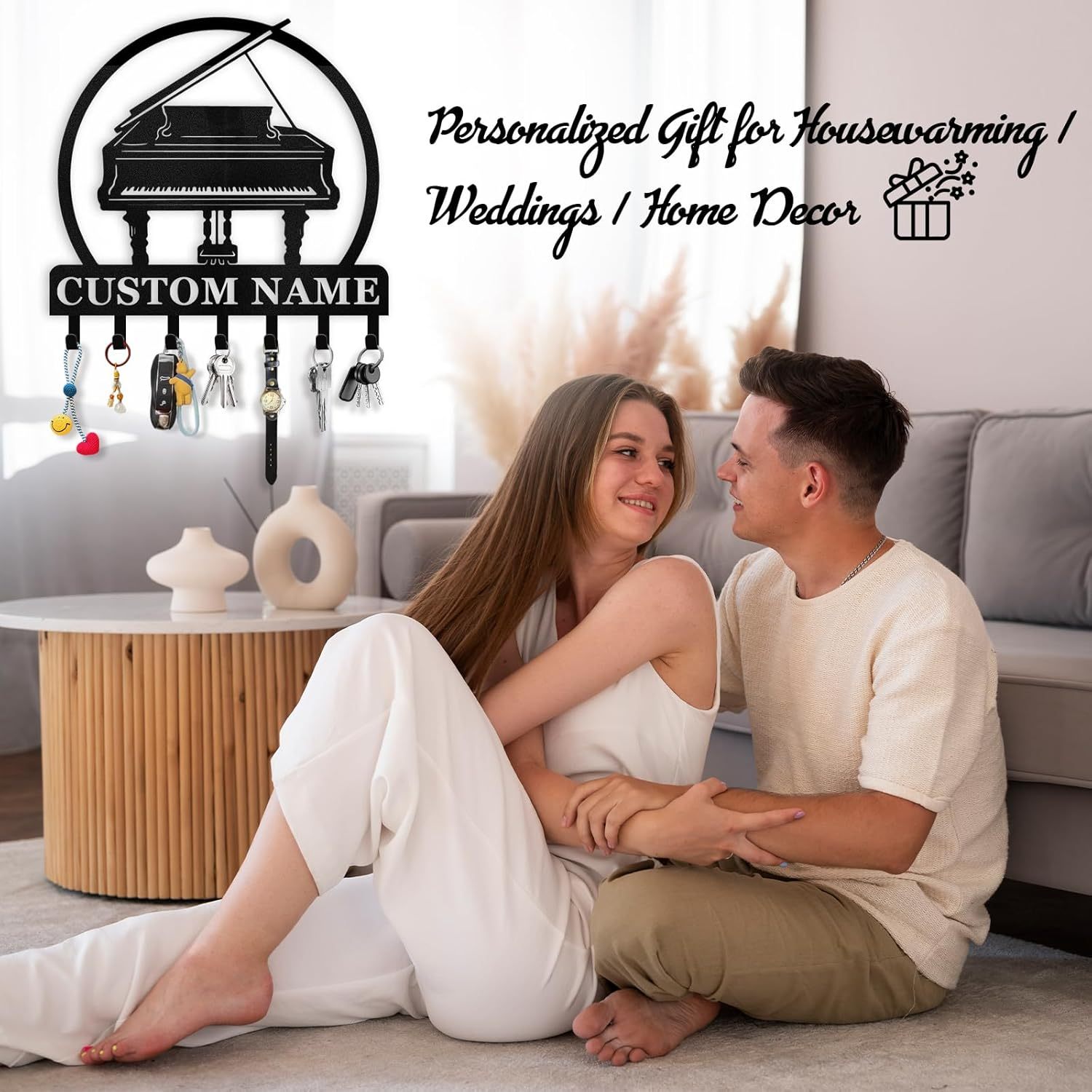 Custom Name Metal Key Holder Wall Mount, Organizer Rack for Home Entryway-MetalsignX