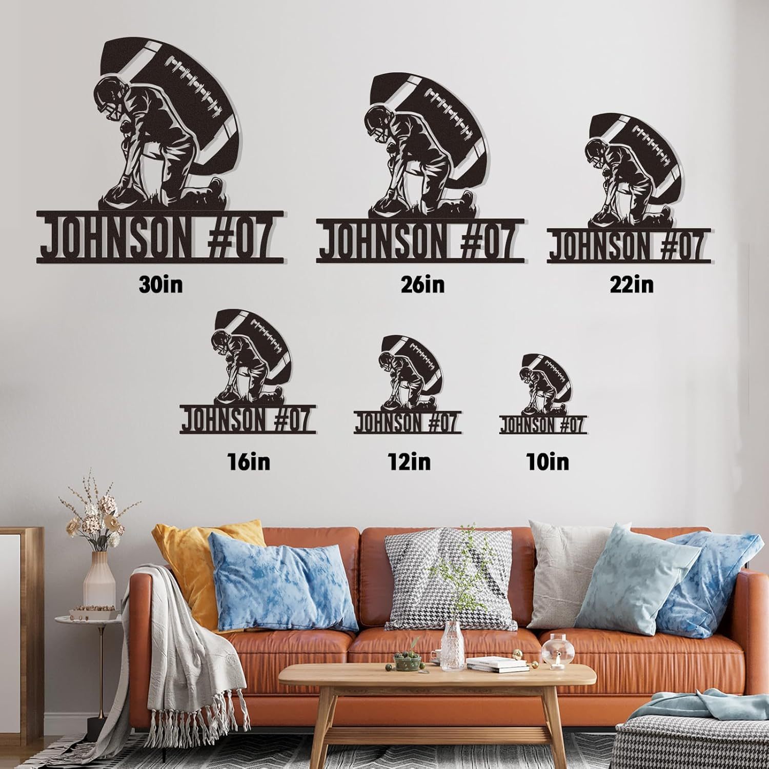 Custom Football Sign Metal Wall Art, American Football Player Hanging Sign Outdoor Metal-MetalsignX