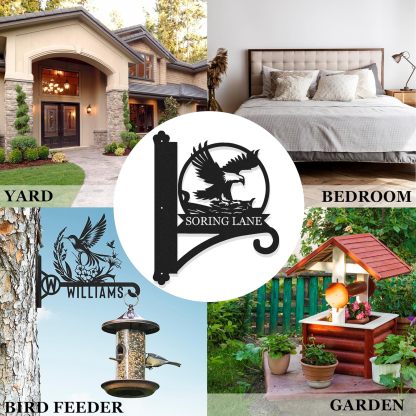 Personalized Iron Hanging Plant Bracket, Customizable Decorative Wall Plant Hanger Indoor Outdoor, Custom Name Bird Feeder Hook, Anti Rust Metal Hook for Wind Chimes Lantern