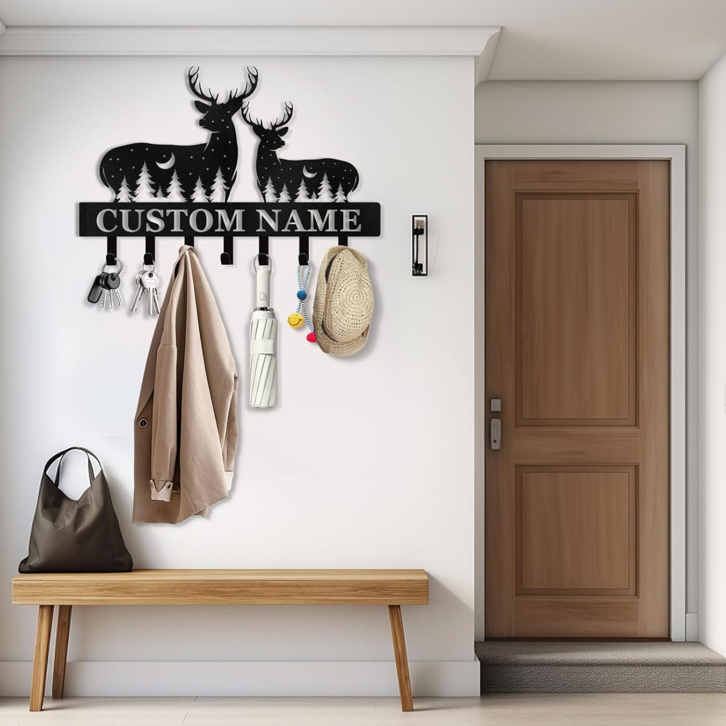 Custom Name Metal Key Holder Wall Mount, Organizer Rack for Home Entryway-MetalsignX