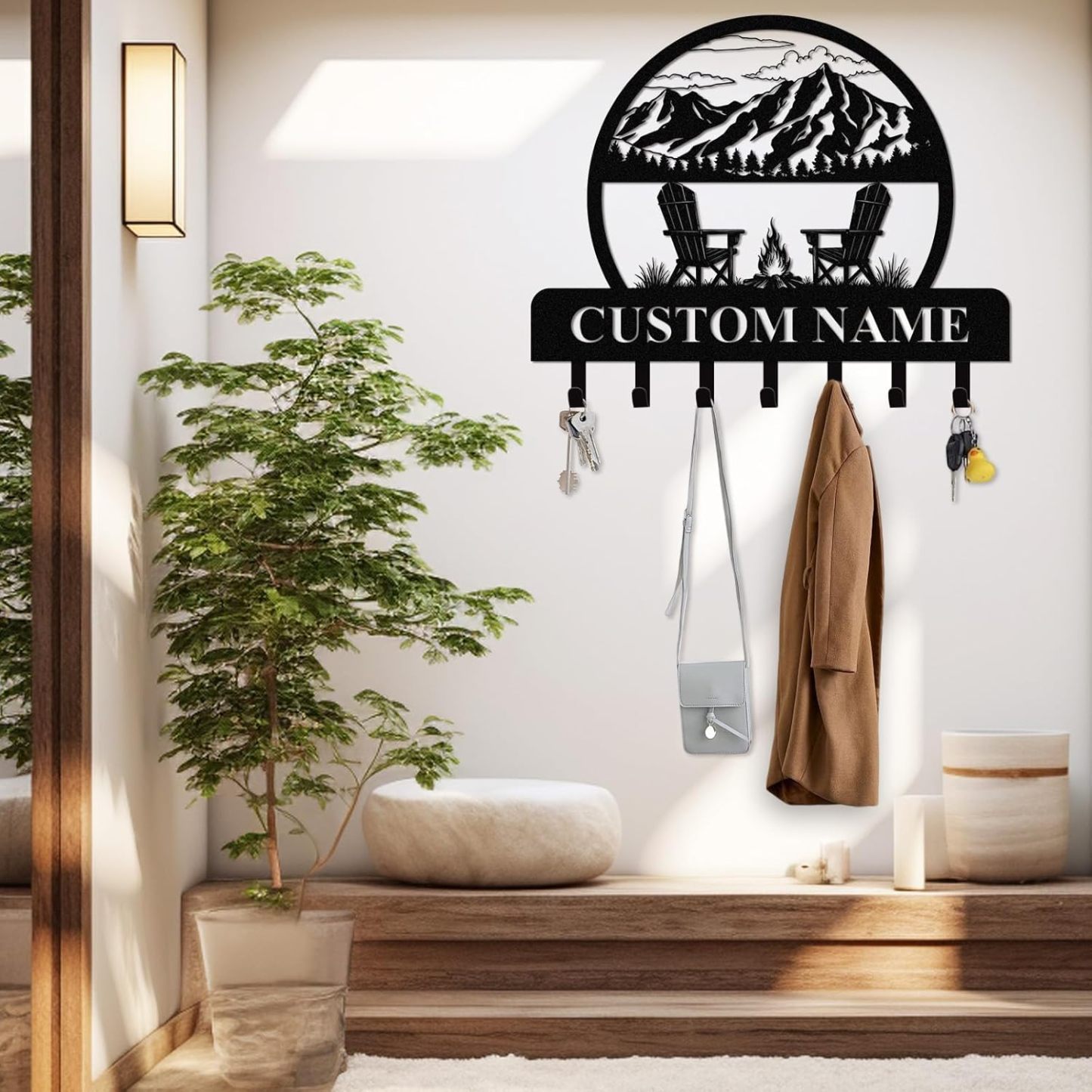 Personalized Key Holder for Wall, Custom Camping Wall Key Hooks with Name-MetalsignX