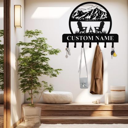 Personalized Key Holder for Wall, Custom Camping Wall Key Hooks with Name-MetalsignX