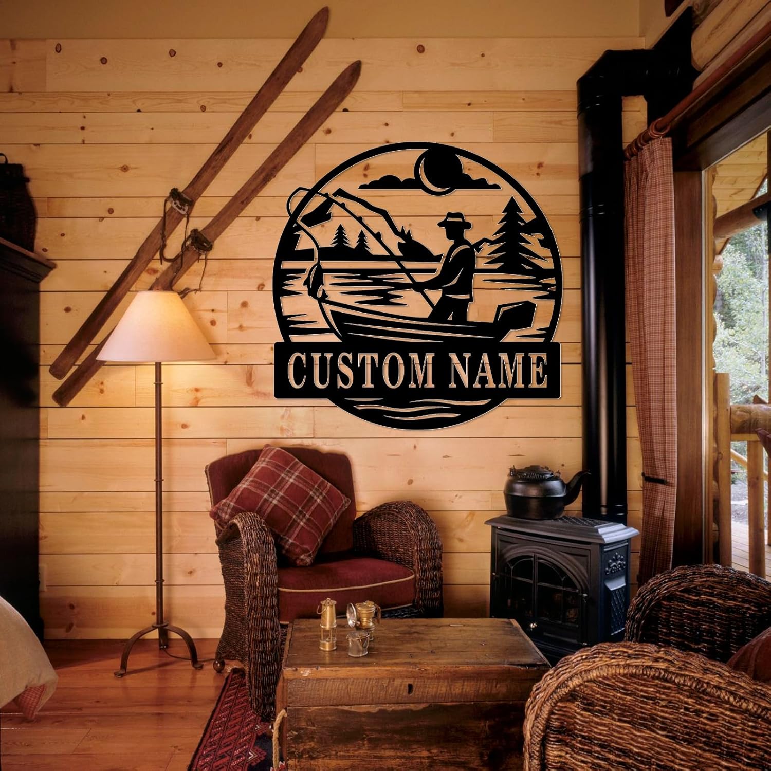 Personalized Largemouth Bass Metal Sign, Custom Fishing Last Name Sign for Home, Fish Family Signs Wall Decor-MetalsignX