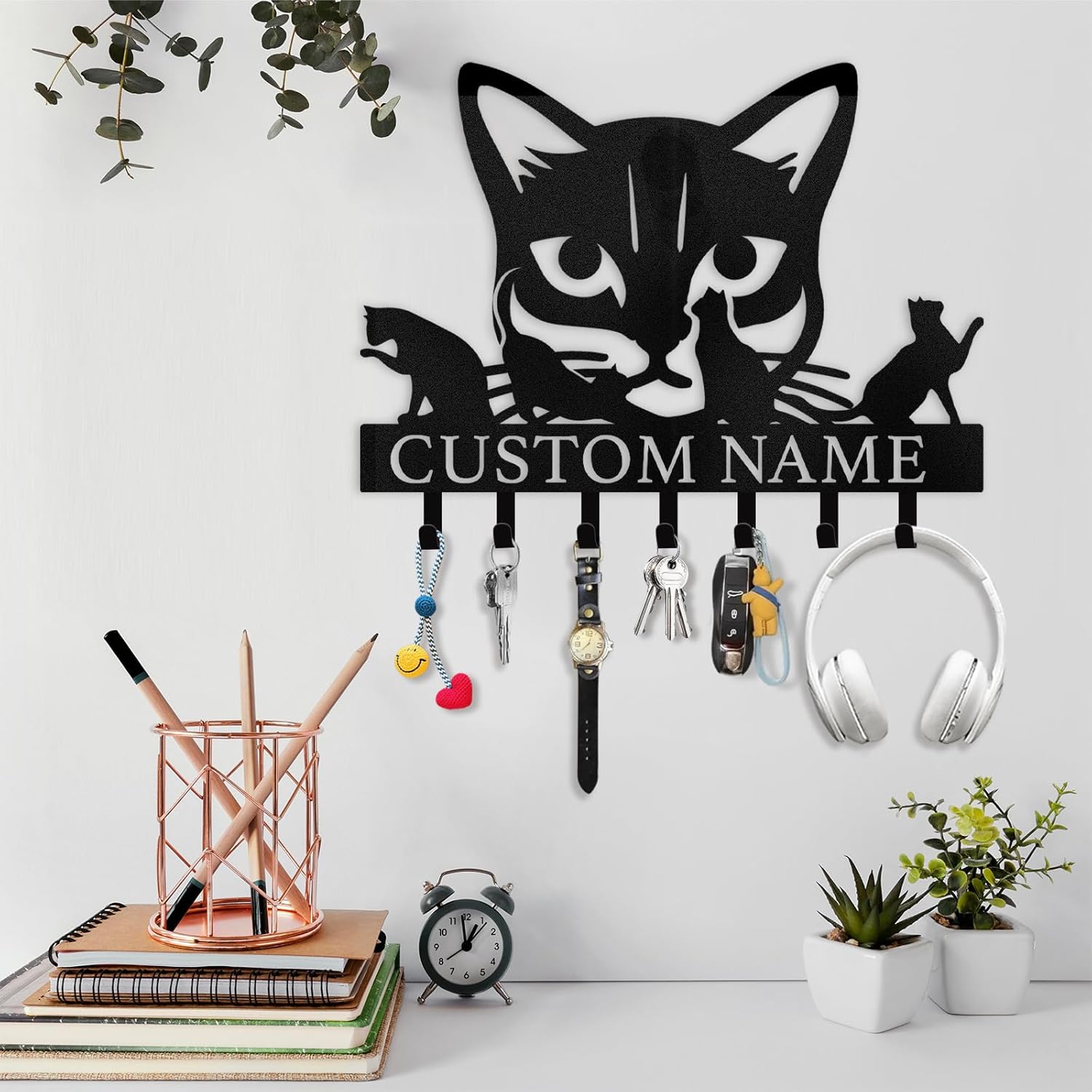 Custom Name Metal Key Holder Wall Mount, Organizer Rack for Home Entryway-MetalsignX