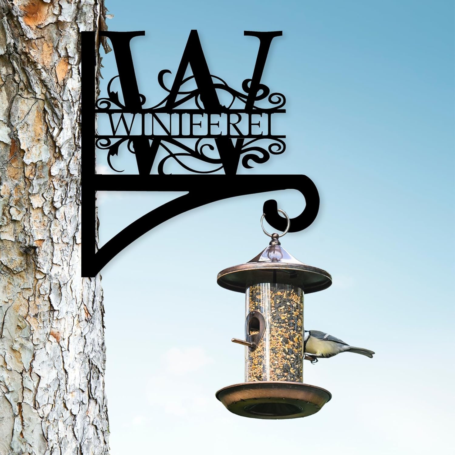 Custom Last Name Metal Plant Hanger Indoor & Outdoor, Personalized Letter Monogram Metal Hanging Plant Bracket-MetalsignX