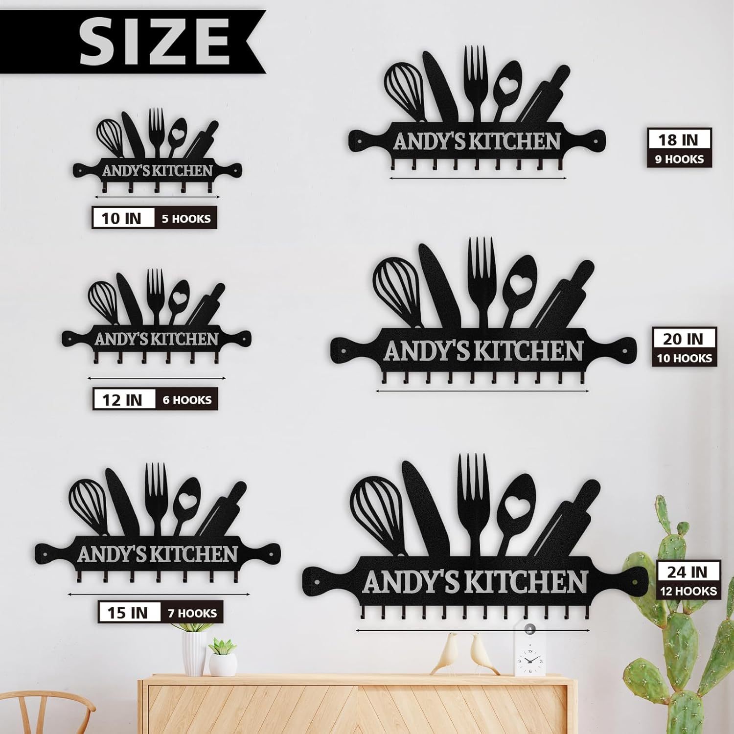 Custom Key Holder Wall Mounted, Personalized Metal Kitchen Key Holder for Wall-MetalsignX