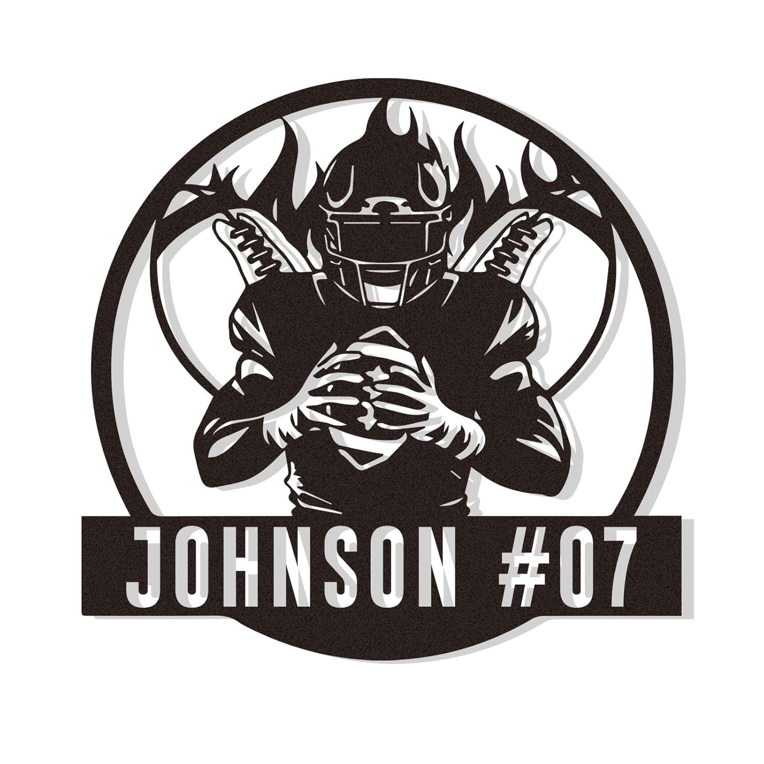 Personalized Football Metal Sign, Metal Signs Customized, Custom Ball Football Metal Wall Art, Custom Signs Outdoor Metal, Custom Name Sign Football Room Decor for Boys