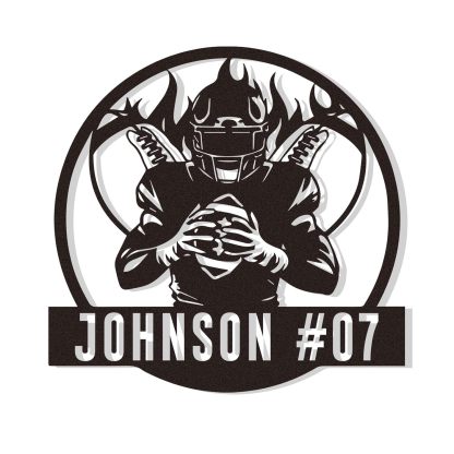 Personalized Football Metal Sign, Metal Signs Customized, Custom Ball Football Metal Wall Art, Custom Signs Outdoor Metal, Custom Name Sign Football Room Decor for Boys
