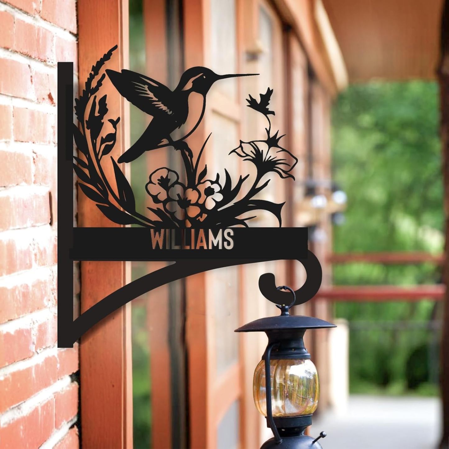 Personalized Iron Hanging Plant Bracket, Customizable Decorative Wall Plant Hanger Indoor Outdoor, Custom Name Bird Feeder Hook, Anti Rust Metal Hook for Wind Chimes Lantern