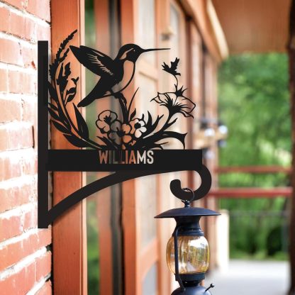 Personalized Iron Hanging Plant Bracket, Customizable Decorative Wall Plant Hanger Indoor Outdoor, Custom Name Bird Feeder Hook, Anti Rust Metal Hook for Wind Chimes Lantern