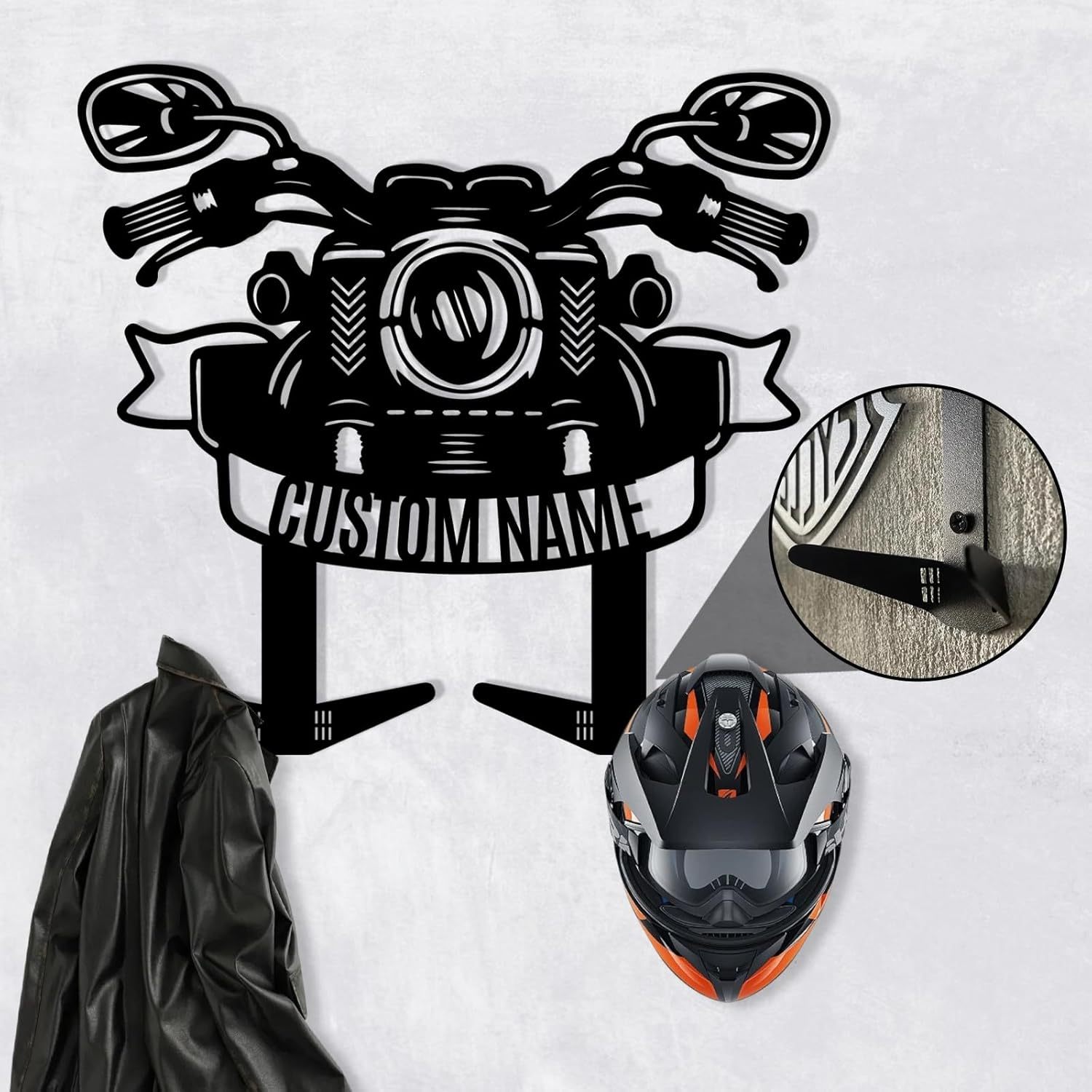 Custom Metal Motorcycle Helmet Holder Wall Mount-MetalsignX