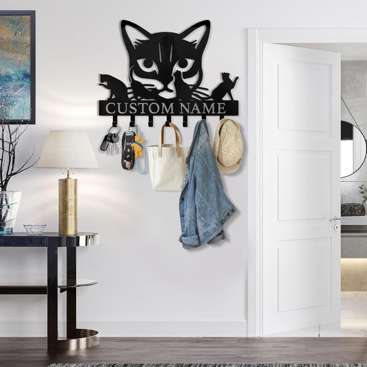 Custom Name Metal Key Holder Wall Mount, Organizer Rack for Home Entryway-MetalsignX