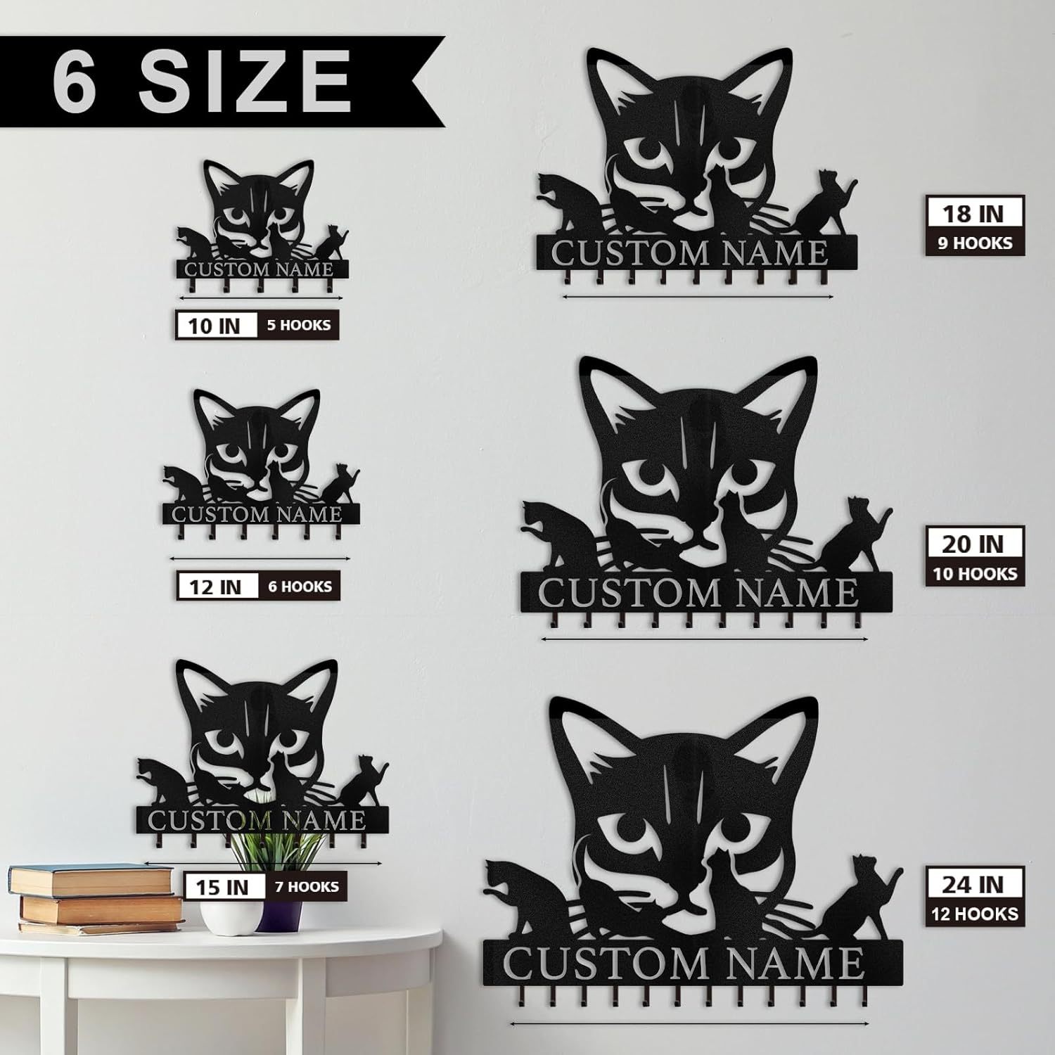 Custom Name Metal Key Holder Wall Mount, Organizer Rack for Home Entryway-MetalsignX