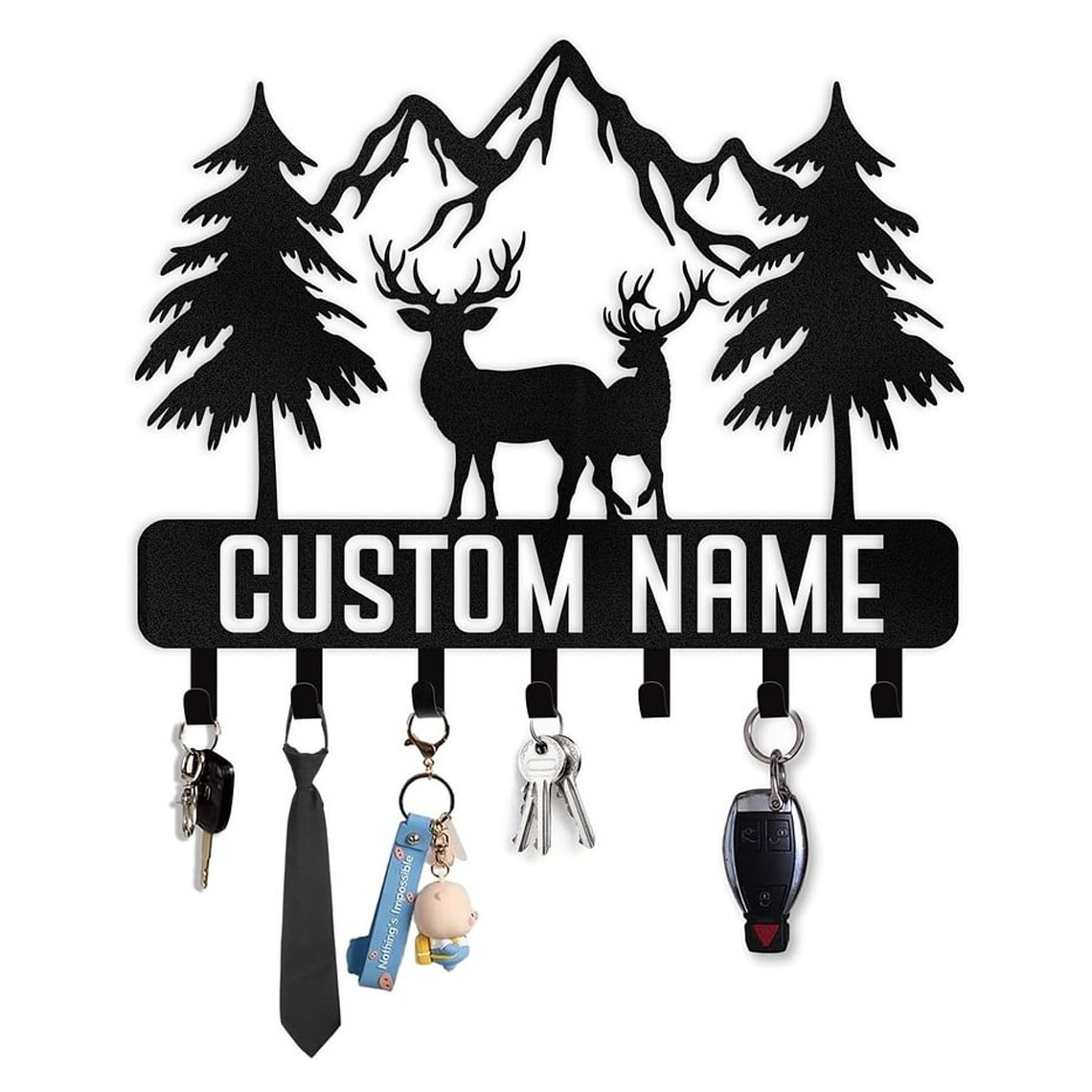 Personalized Key Holder for Wall, Custom Family Name Key Rack Holder-MetalsignX