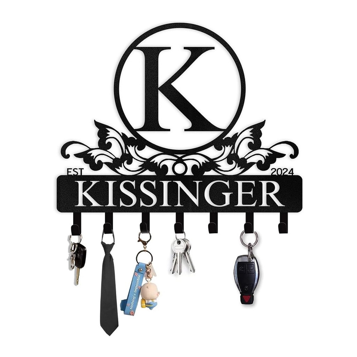 Personalized Key Holder for Wall, Custom Family Name Key Rack Holder-MetalsignX