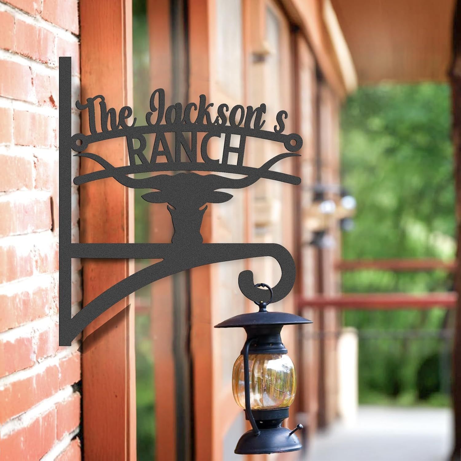 Personalized Iron Hanging Plant Bracket, Customizable Decorative Wall Plant Hanger Indoor Outdoor, Custom Name Bird Feeder Hook, Anti Rust Metal Hook for Wind Chimes Lantern