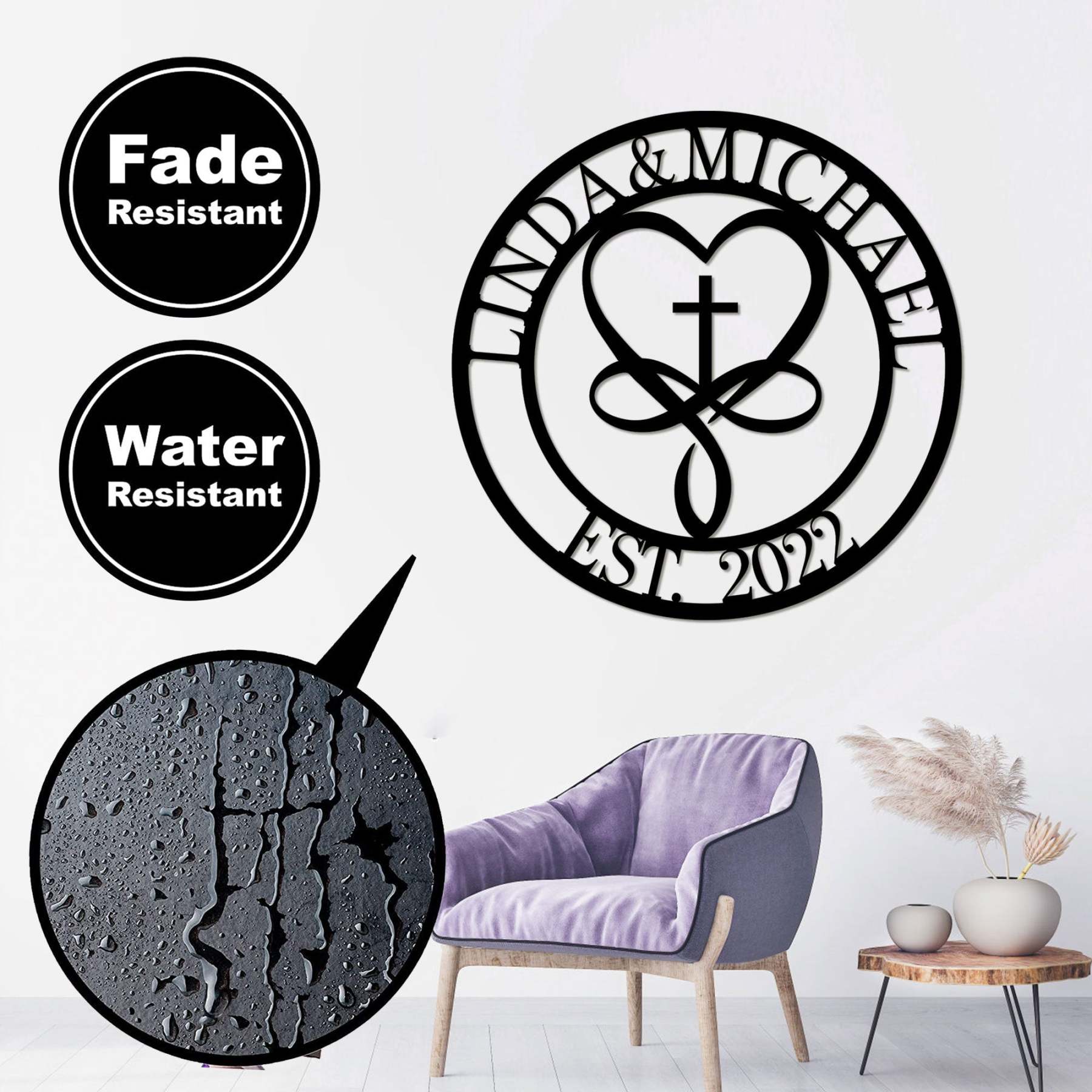 Personalized 100% Handmade Wedding Metal Sign of Name And Special Date Love Sign-MetalsignX