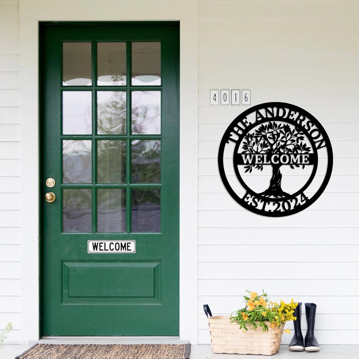 Personalized Tree of Life Metal Name Sign, Garden Yard Sign, Monogram Wall Decor-MetalsignX