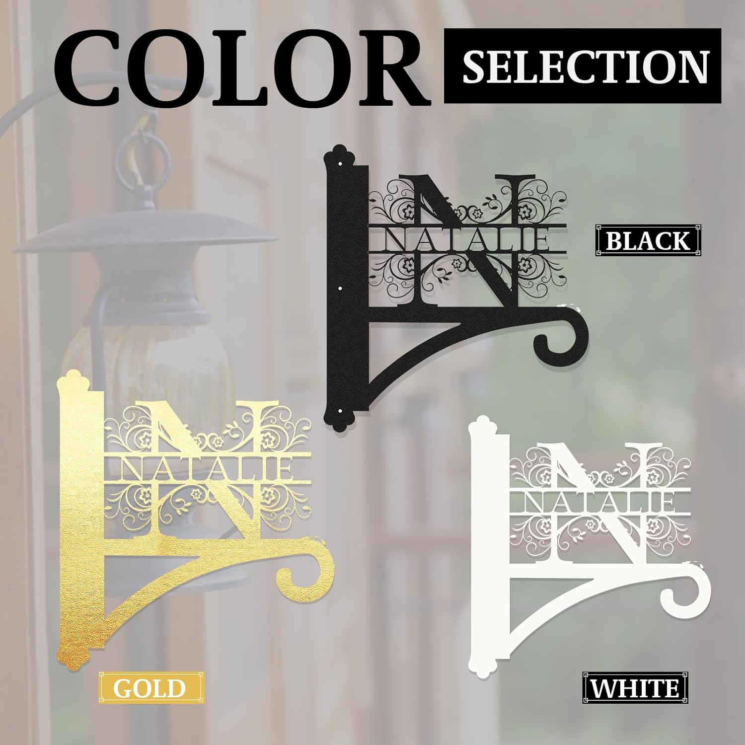 Custom Family Name Hanging Bracket Indoor and Outdoor, Personalized Initials Light Hangers Outdoor-MetalsignX